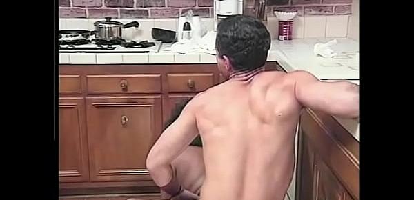 Babe with afro hair Lady Antoinette bends over in the kitchen to take it from the back